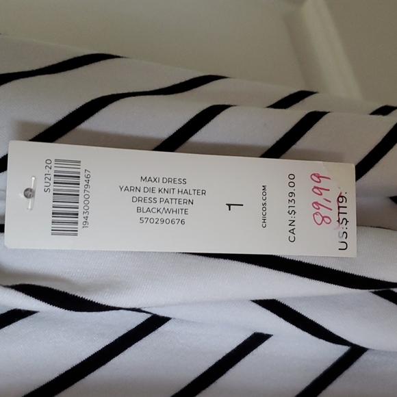 Sleeveless Halter-Neck Striped Maxi Dress Chico's size 1 - Picture 5 of 6
